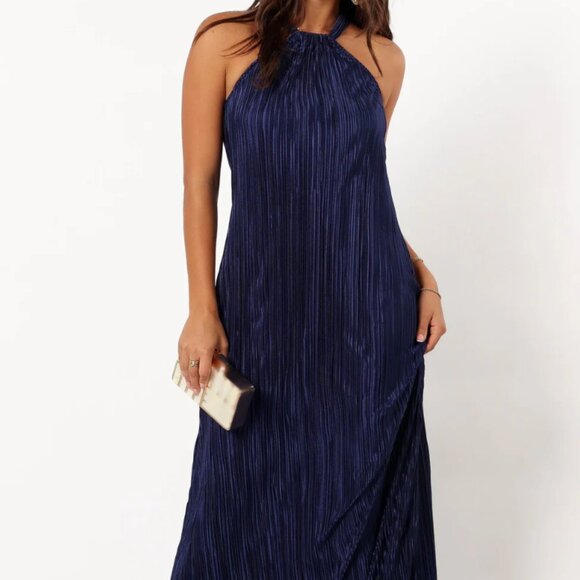slim fit dress slacks Melody Plisse Halter Maxi Dress - Brown main image 0